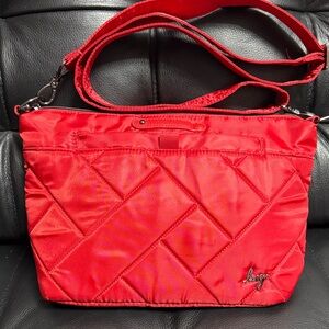 Lug Flare Vibrant Red Quilted Shoulder / Crossbody Bag